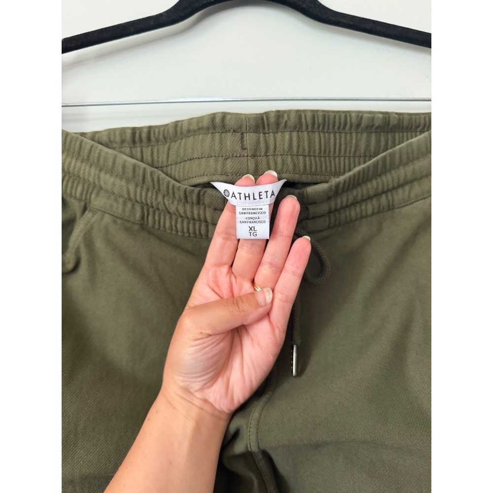 Athleta Farallon Cropped Relaxed Straight Leg Pull-On Pants Olive Green Size XL - Picture 5 of 8